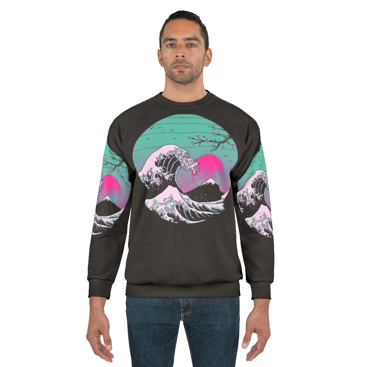 Japanese-inspired retro wave sweatshirt