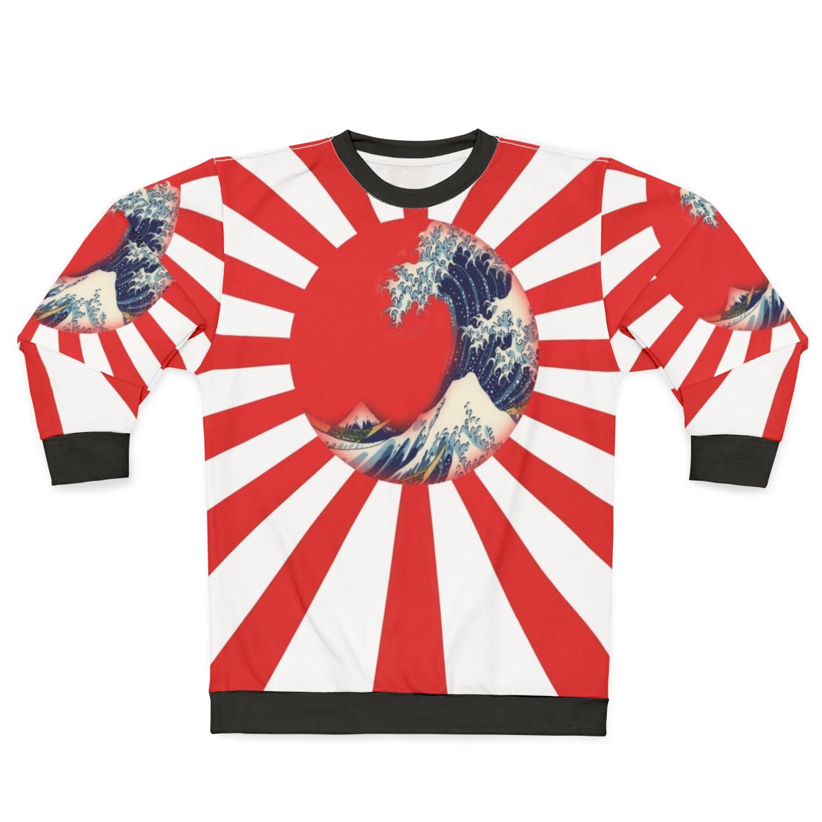 Japanese inspired "Great Waves of Rising Sun" graphic sweatshirt