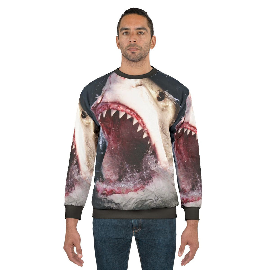 3D great white shark bite sweatshirt