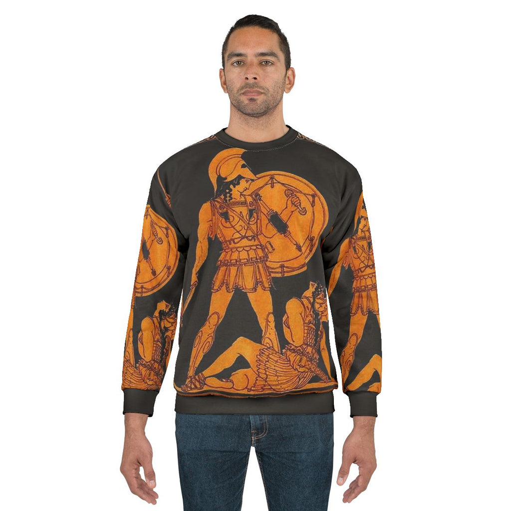Ancient Greek gods and goddesses frieze print on a sweatshirt