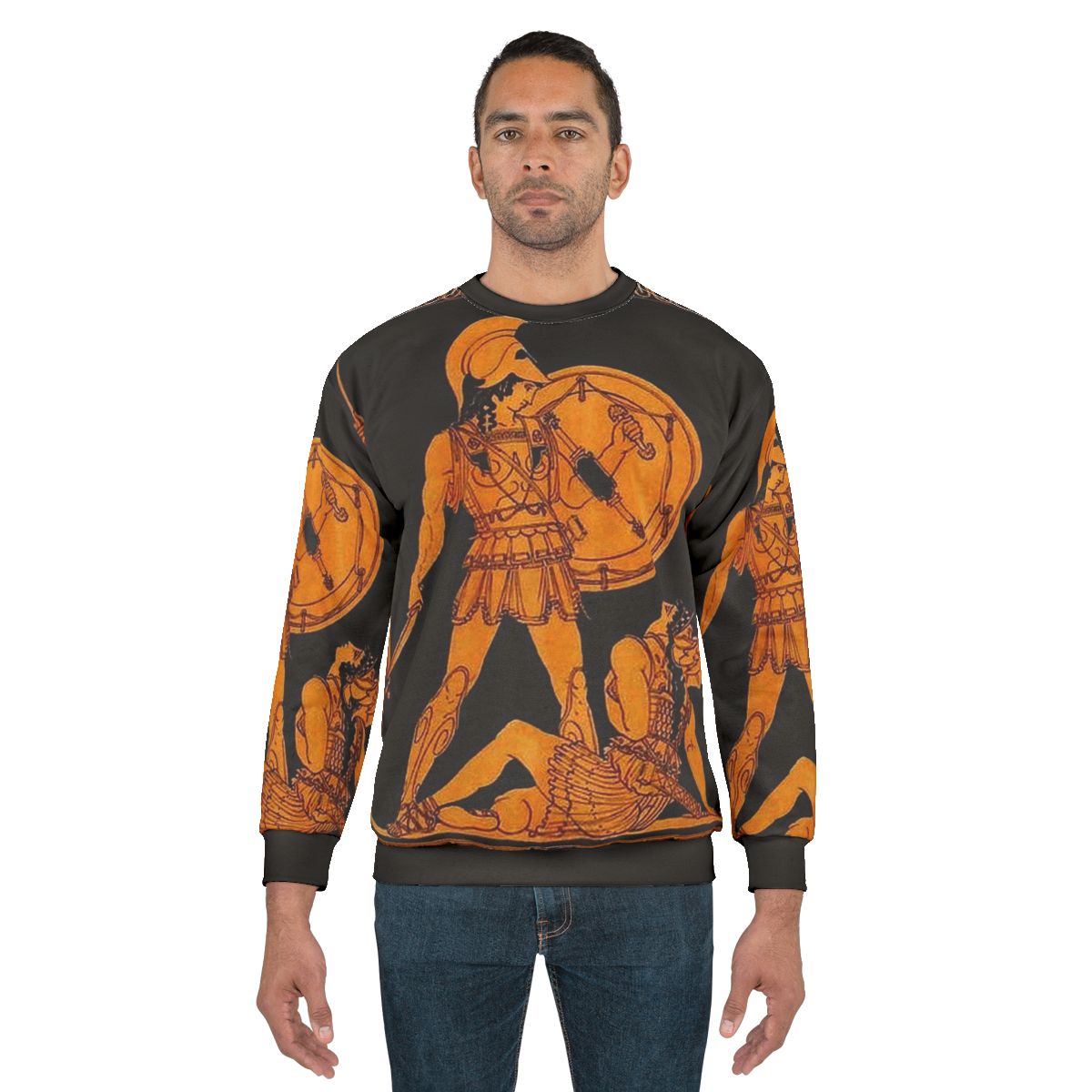Ancient Greek gods and goddesses frieze print on a sweatshirt