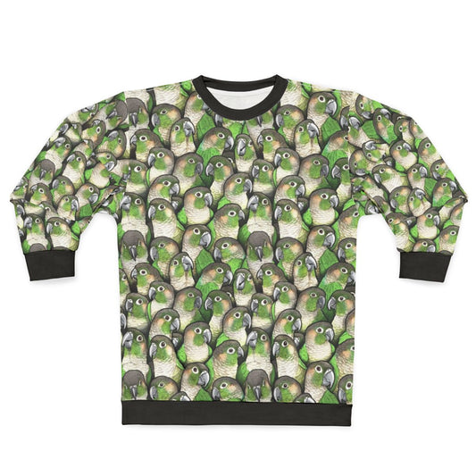 Green Cheeked Conure Sweatshirt with Bird Pattern