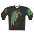 Green dragon art design on a cozy sweatshirt