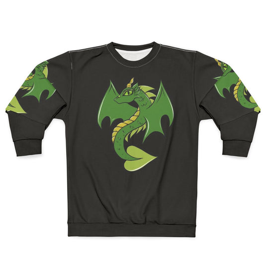 Green dragon graphic printed on a cozy sweatshirt