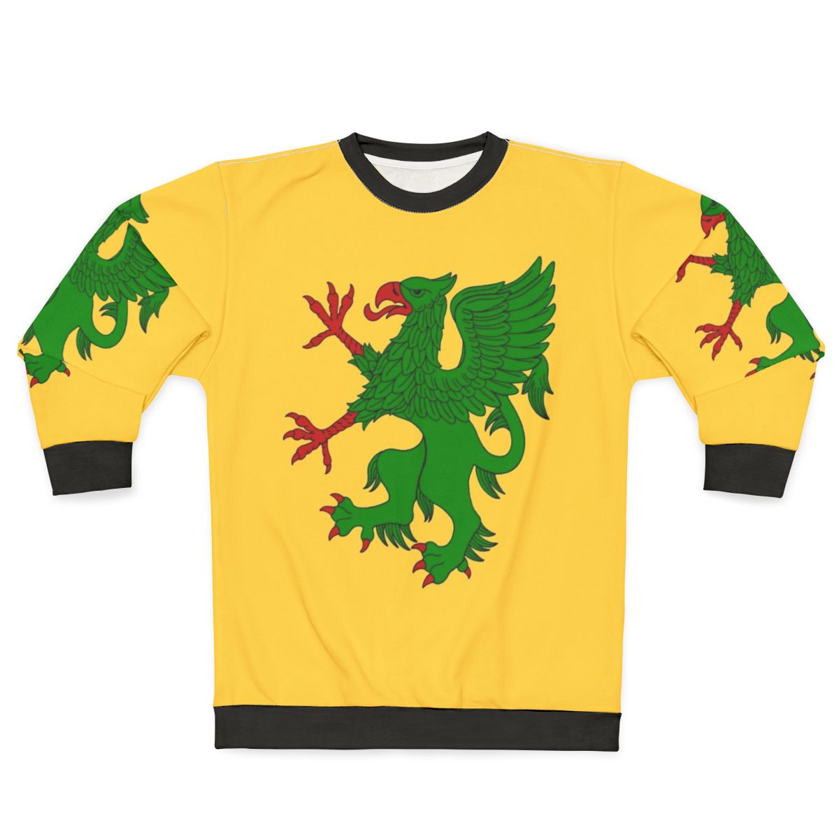 Green Griffin Sweatshirt with Heraldic Design