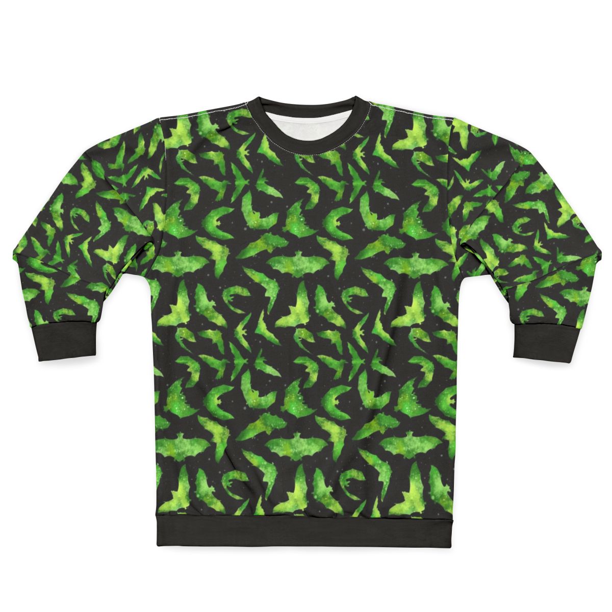 Green Halloween Bats Watercolor Sweatshirt