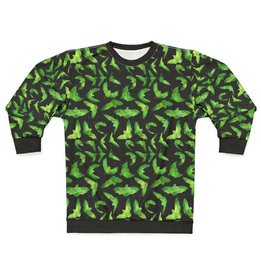 Green Halloween Bats Watercolor Sweatshirt