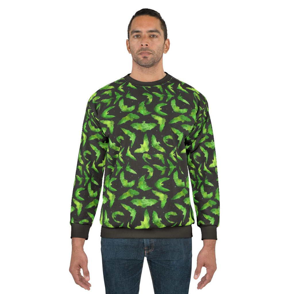 Green Halloween Bats Watercolor Sweatshirt