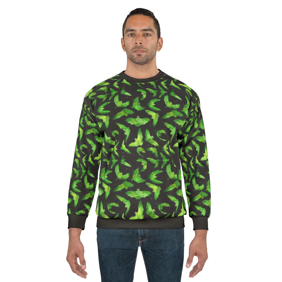 Green Halloween Bats Watercolor Sweatshirt