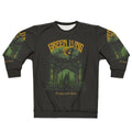 Green doom metal sweatshirt with Graveyard Sun design