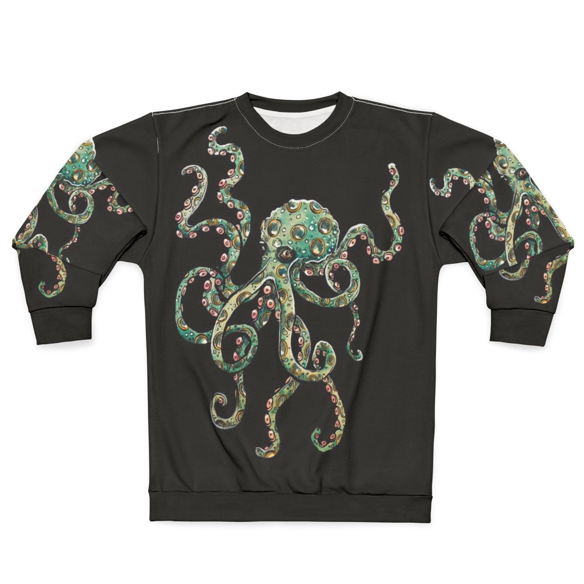 Watercolor green octopus sweatshirt
