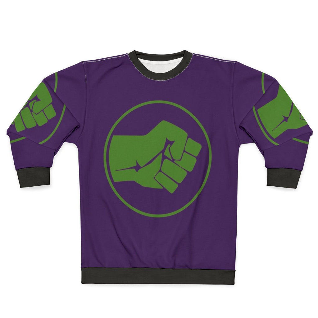 Green Sweatshirt with Smash Fist Hulk Logo