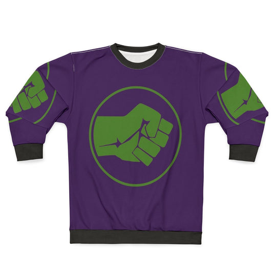 Green Sweatshirt with Smash Fist Hulk Logo