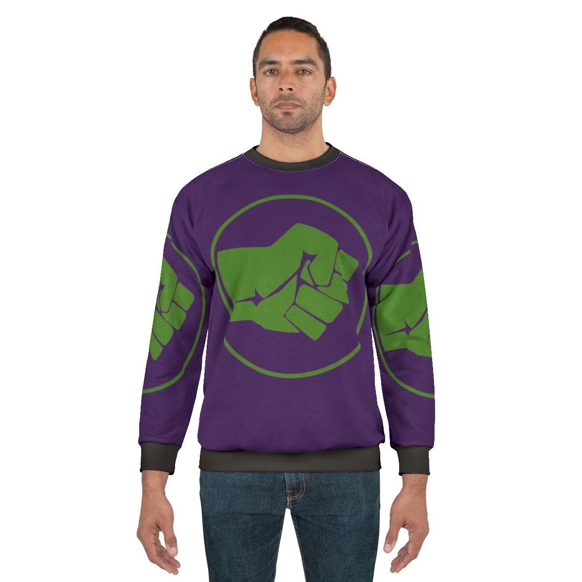 Green Sweatshirt with Smash Fist Hulk Logo