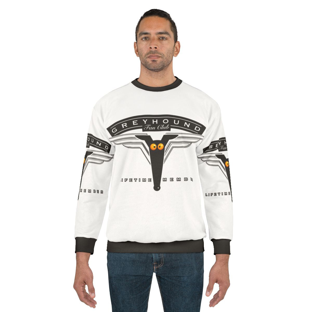 Greyhound sweatshirt with cartoon dog design