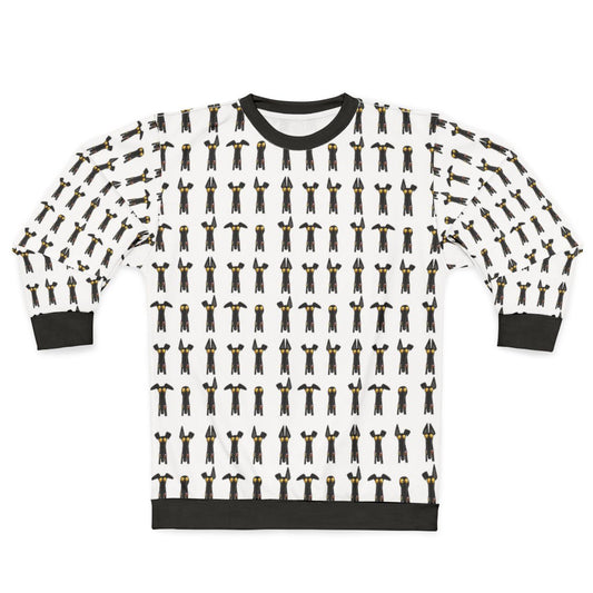 Greyhound and sighthound cartoon design on white sweatshirt