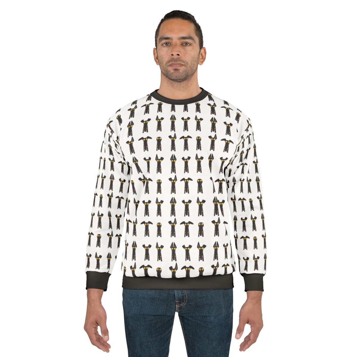 Greyhound and sighthound cartoon design on white sweatshirt