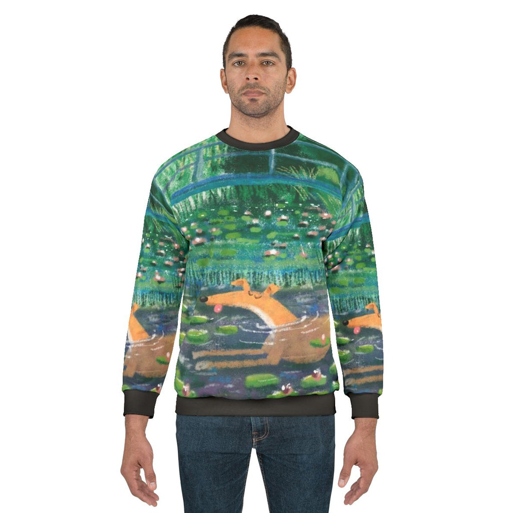 Greyhound Sweatshirt with Greympressionism Art by Rich Skipworth