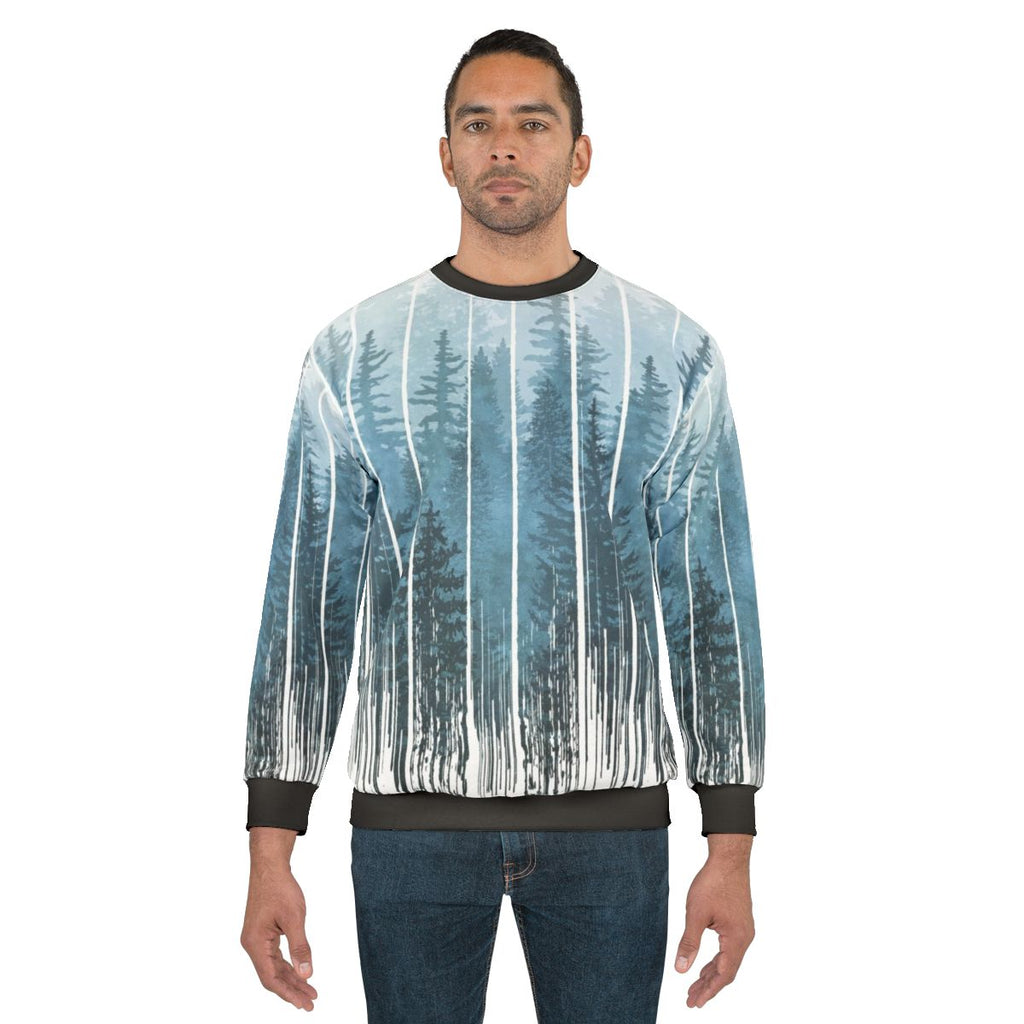 Grunge turquoise misty forest sweatshirt