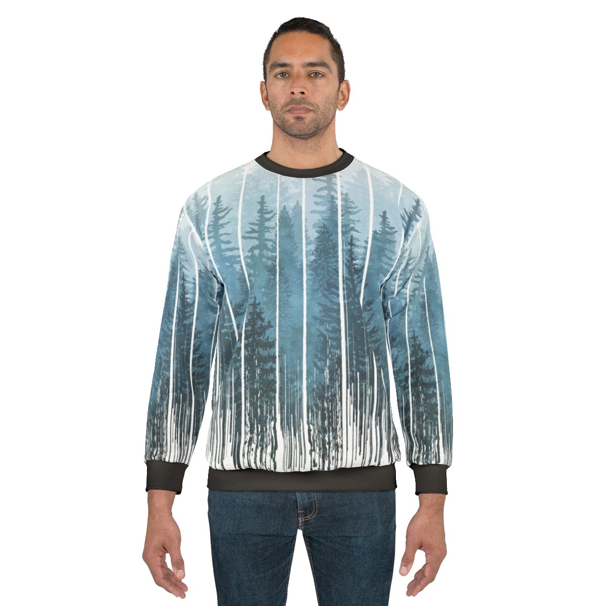 Grunge turquoise misty forest sweatshirt