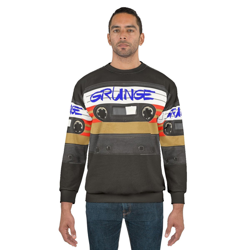 Vintage grunge music sweatshirt featuring retro alternative band graphics