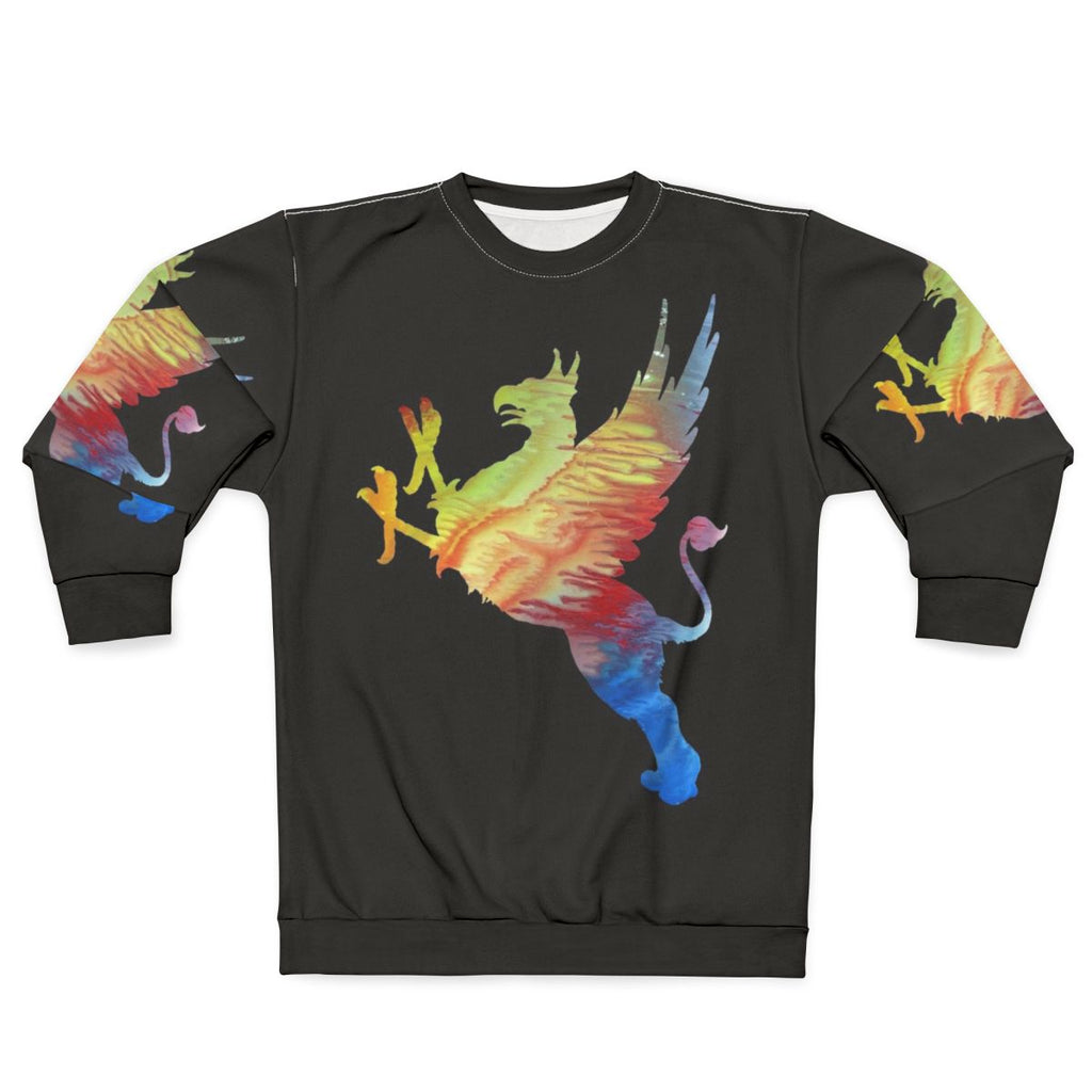 Gryphon sweatshirt with abstract watercolor design
