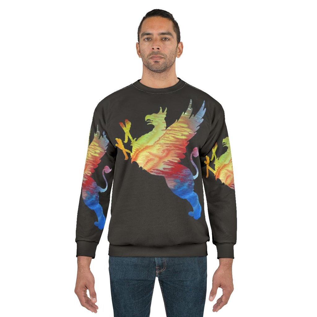 Gryphon sweatshirt with abstract watercolor design