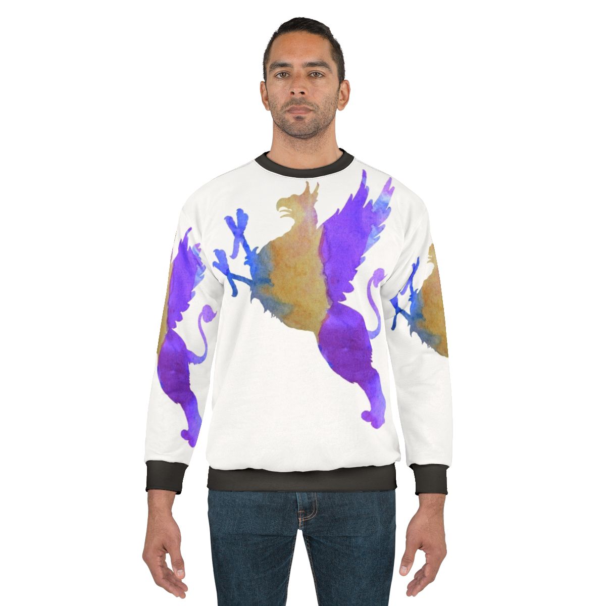Gryphon Sweatshirt with Colorful Abstract Silhouette Design