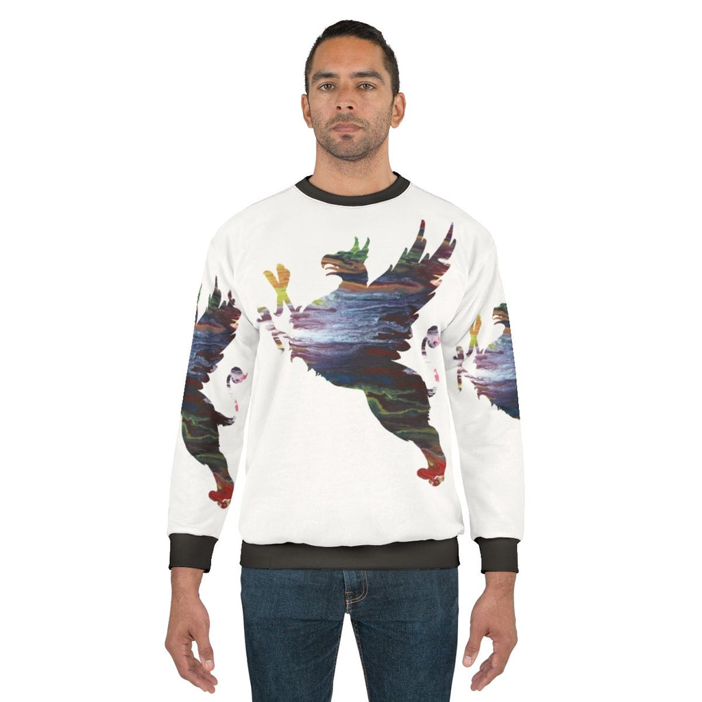 Colorful gryphon silhouette abstract art sweatshirt for toddler boys