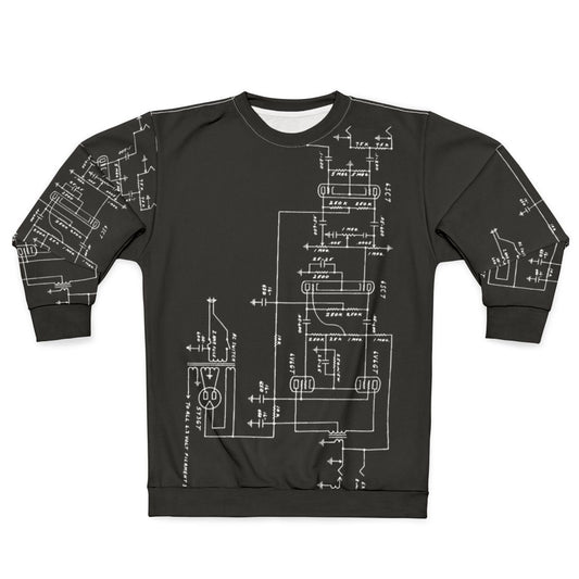 Amplifier tube schematic graphic sweatshirt for guitar and music lovers