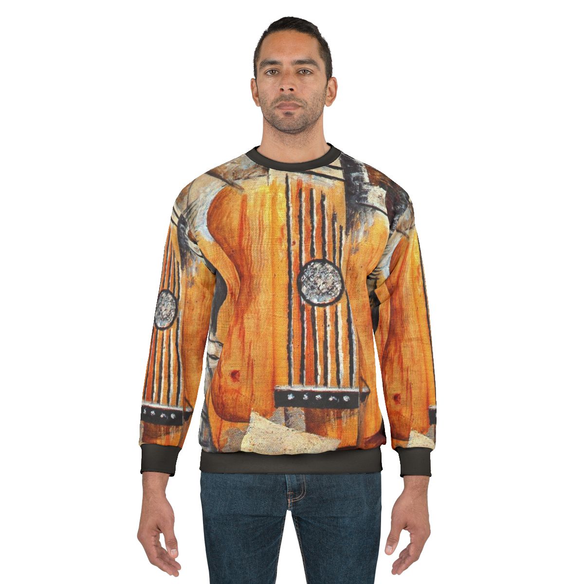 Classic guitar painting design on a comfortable sweatshirt