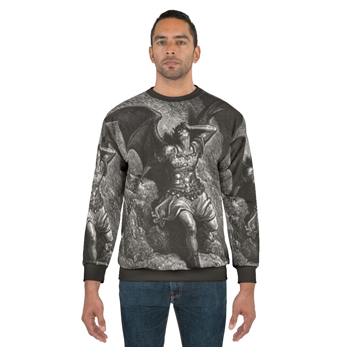 Vintage Gustave Dore Satan Profile Illustration Sweatshirt