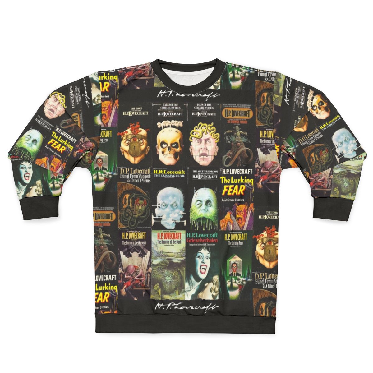 HP Lovecraft inspired horror-themed sweatshirt design