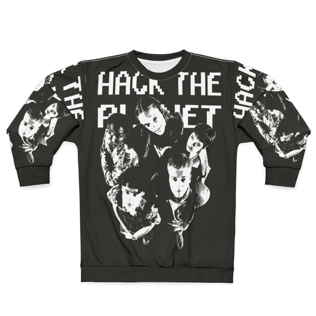 "Hack The Planet" 90s hacker-inspired sweatshirt design