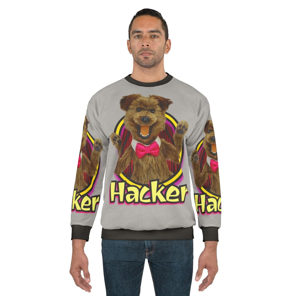 Hacker Time Sweatshirt with Puppet Character Design