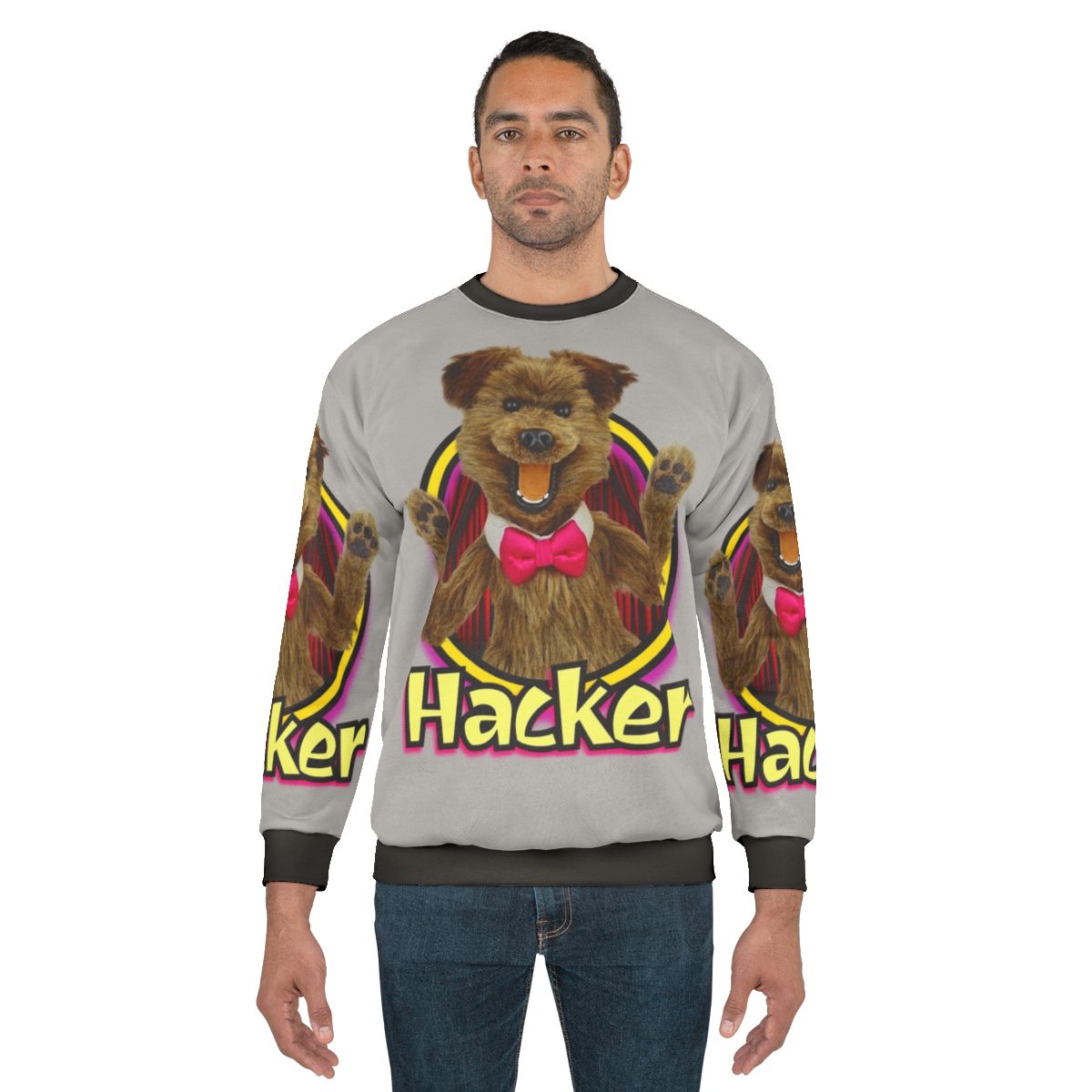 Hacker Time Sweatshirt with Puppet Character Design