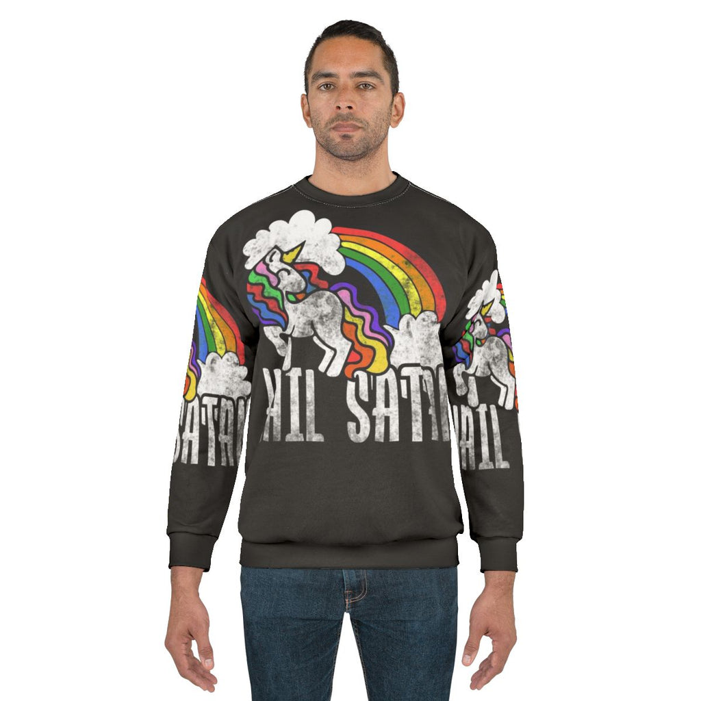 Dark retro rainbow unicorn satanic sweatshirt