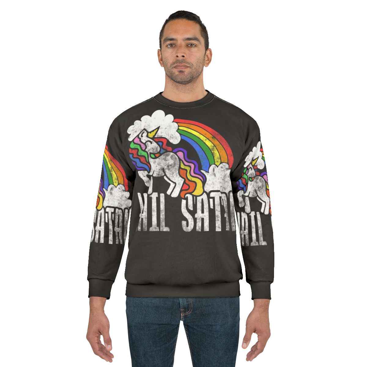 Dark retro rainbow unicorn satanic sweatshirt