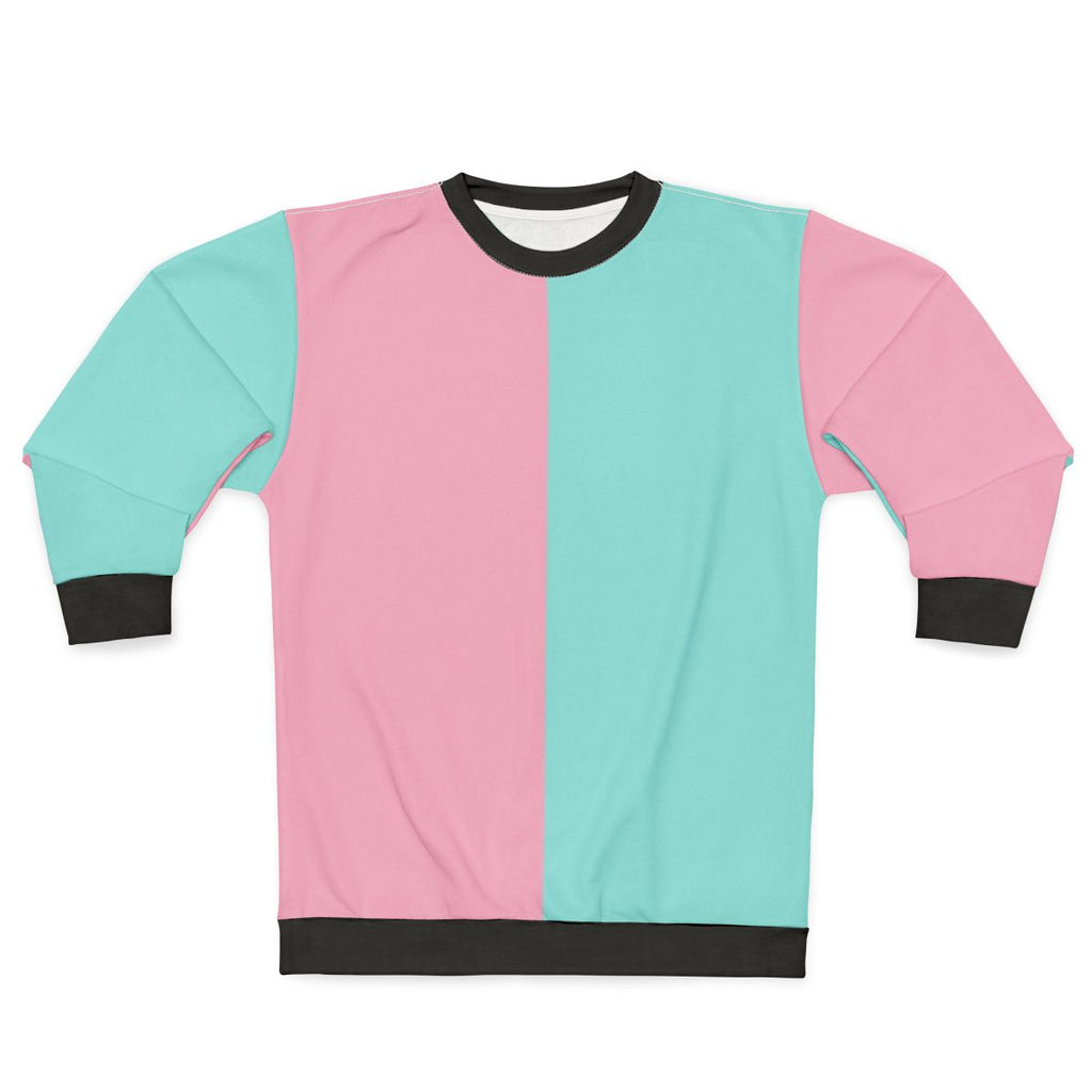 Half pink and blue colorblock minimalist sweatshirt