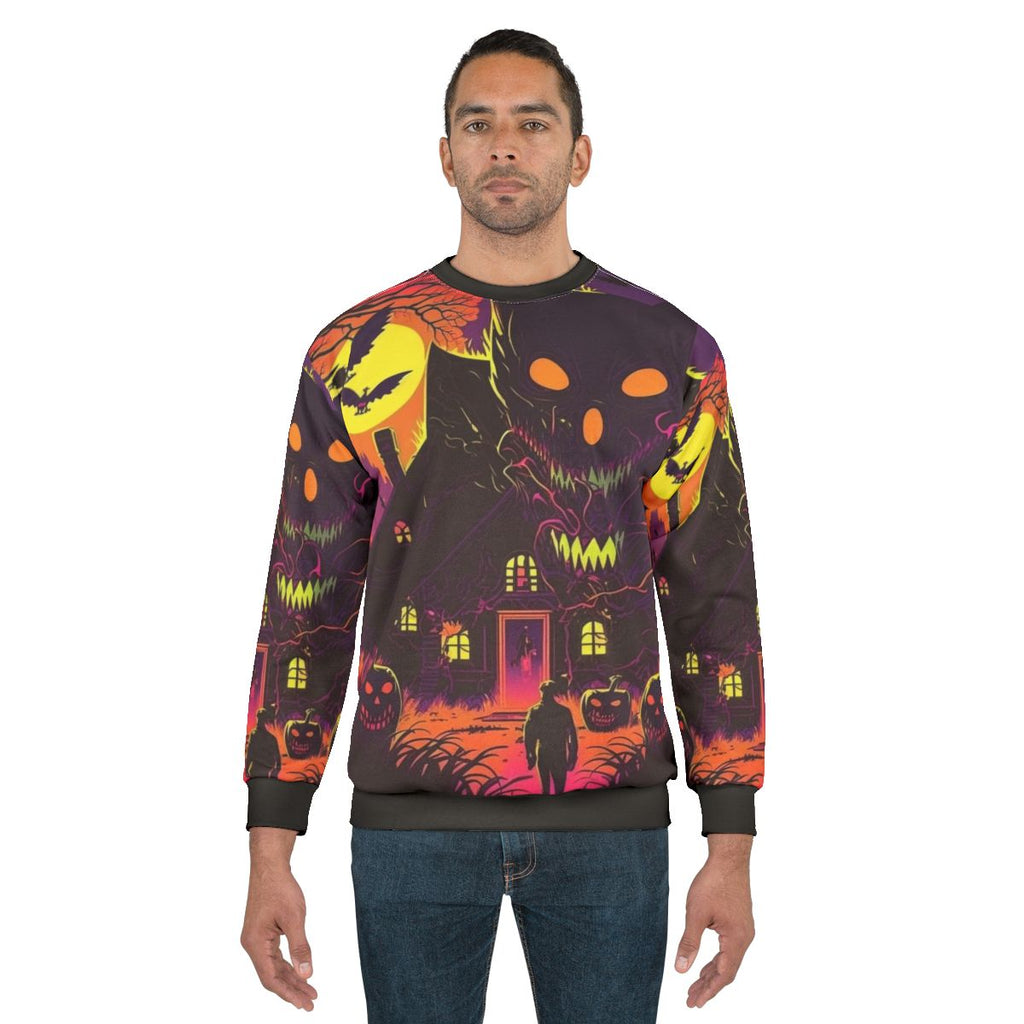 Spooky Halloween Scene V-Neck Sweatshirt