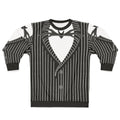Spooky Halloween Tuxedo Sweatshirt with Skeleton and Gothic Design
