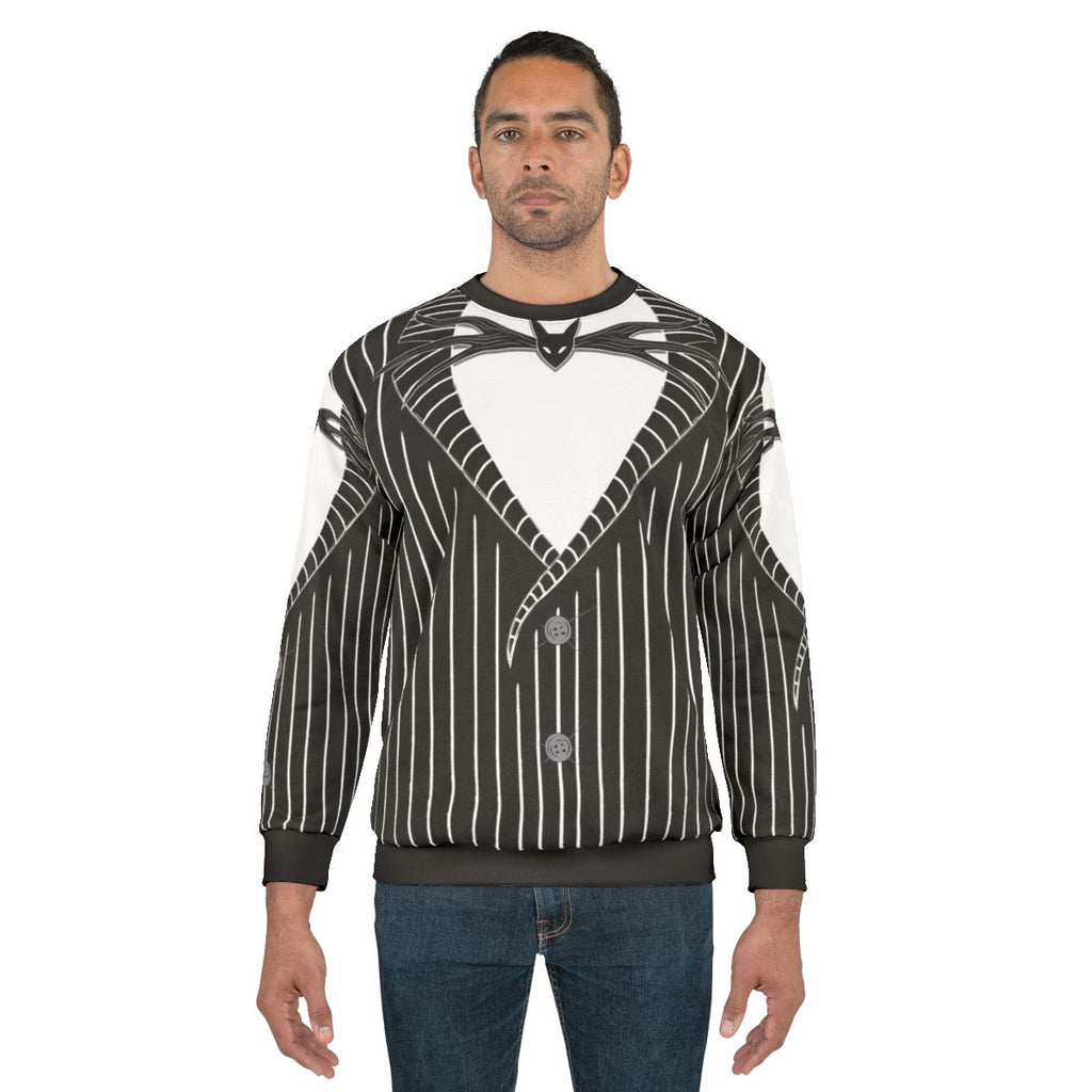 Spooky Halloween Tuxedo Sweatshirt with Skeleton and Gothic Design
