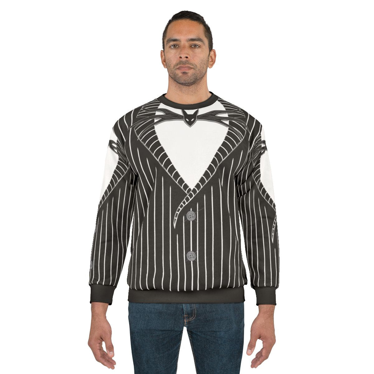 Spooky Halloween Tuxedo Sweatshirt with Skeleton and Gothic Design