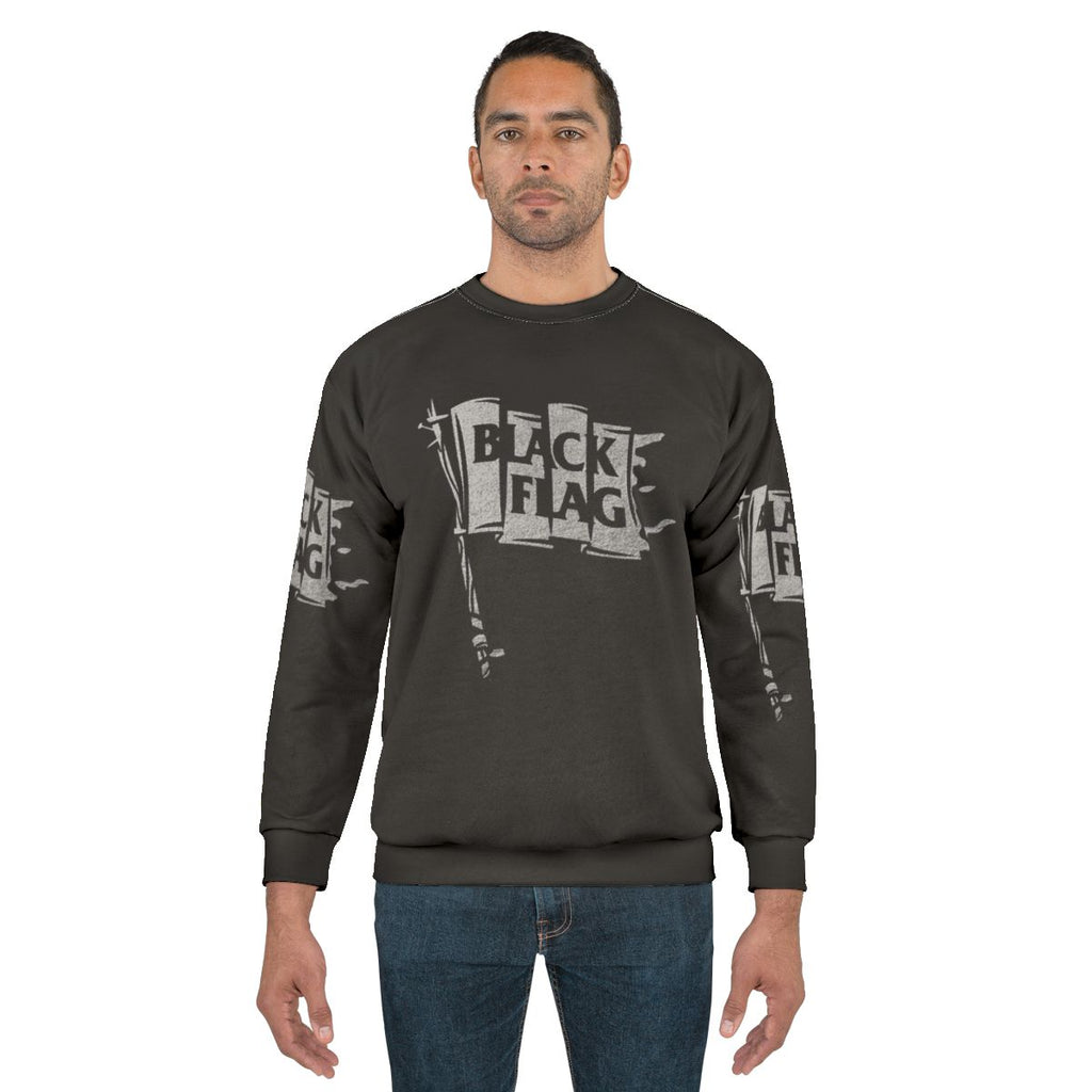 Punk Rock Sweatshirt with Black Flag Band Graphic