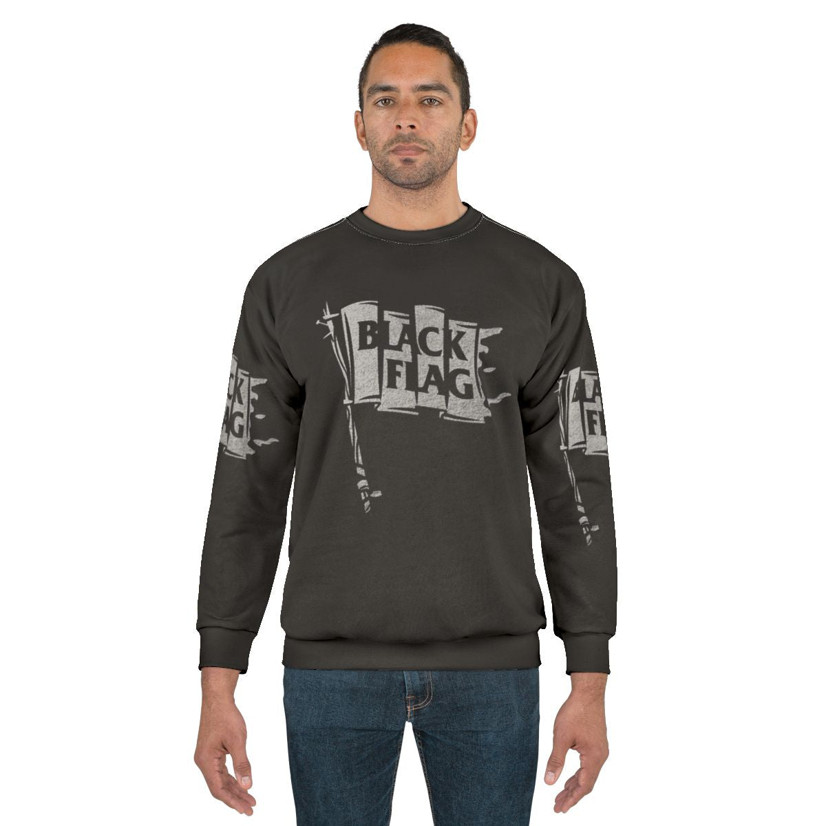 Punk Rock Sweatshirt with Black Flag Band Graphic
