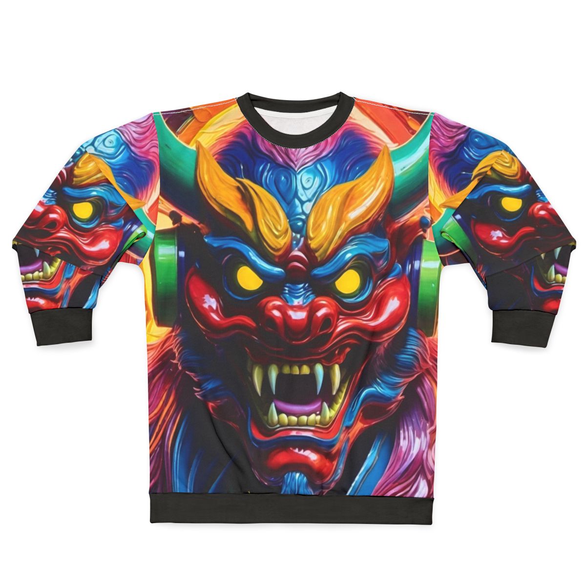 Hannya mask japanese tattoo design on sweatshirt