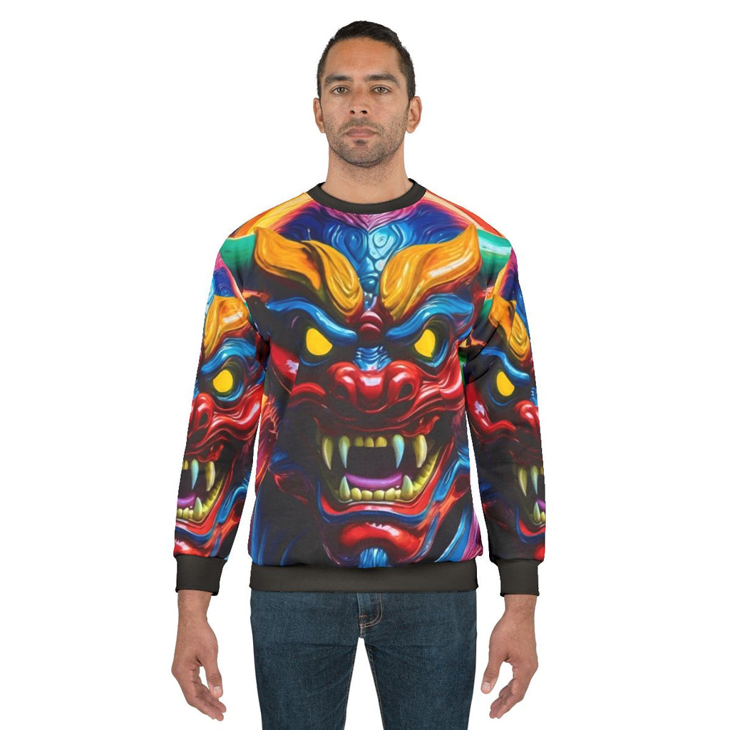 Hannya mask japanese tattoo design on sweatshirt