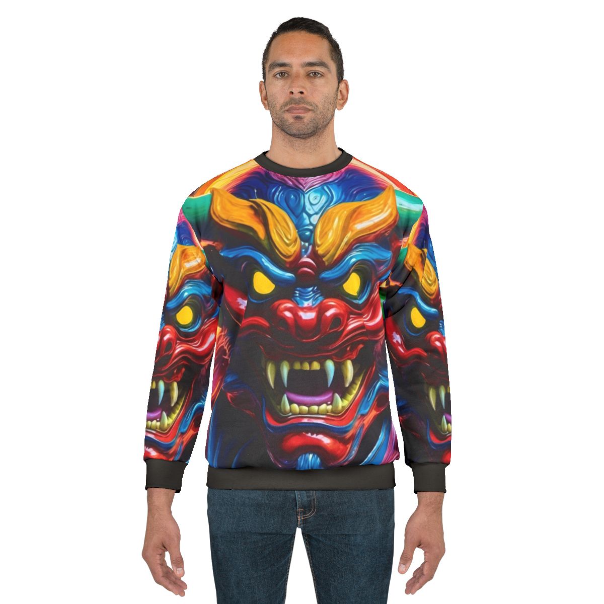 Hannya mask japanese tattoo design on sweatshirt