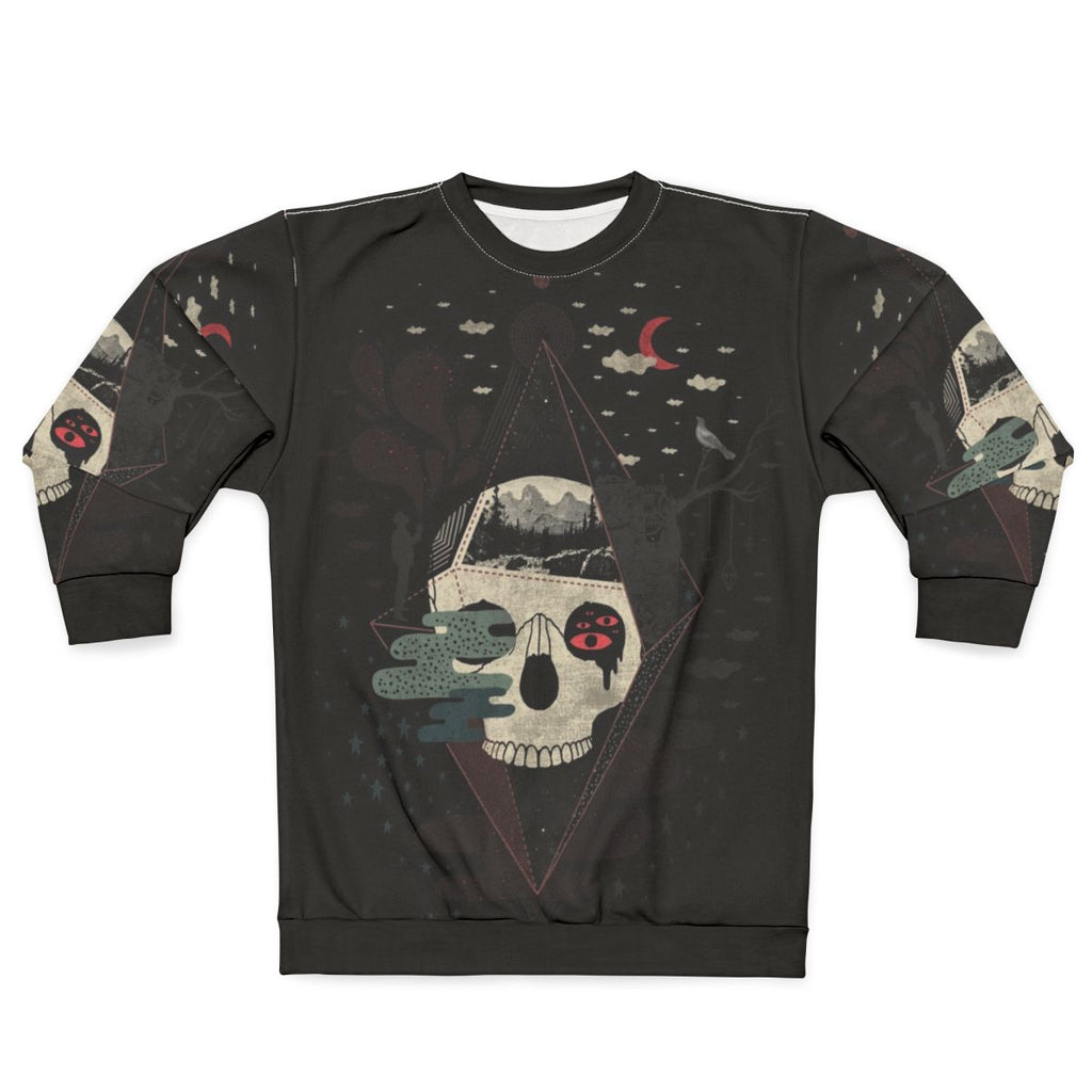Surreal sweatshirt with abstract geometric night sky design