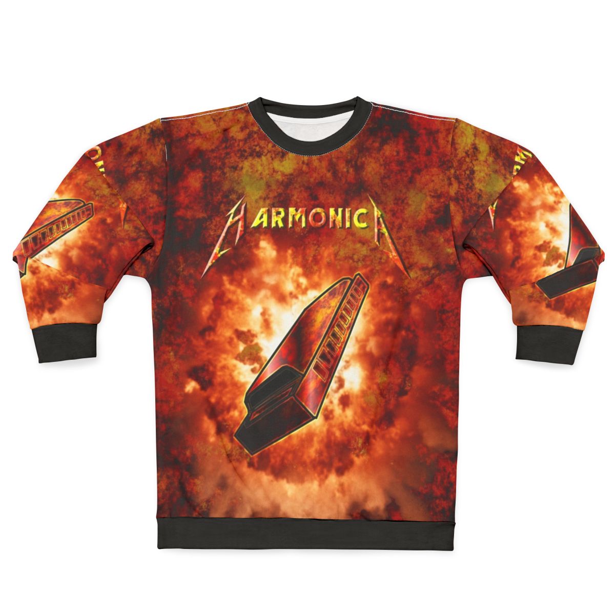 Hard Rock Harmonica Sweatshirt - Vintage Music Instrument Parody Apparel